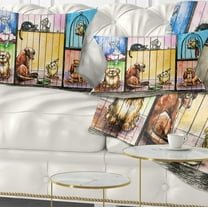 Designart Sad Animals in the Pound - Abstract Throw Pillow - 12x20