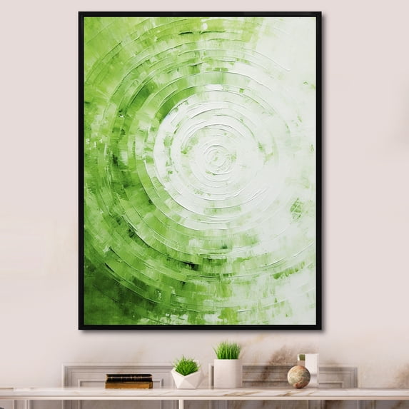 Designart "Sage Spirals In Green And White" Abstract Shapes Floater Framed Canvas Prints