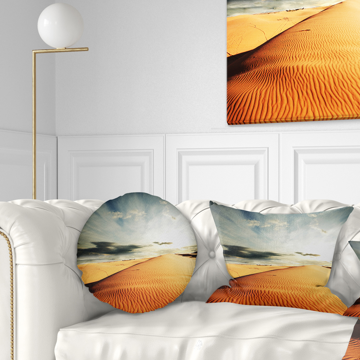Designart Sahara Desert and Cloudy Sky - Landscape Printed Throw Pillow - 12x20