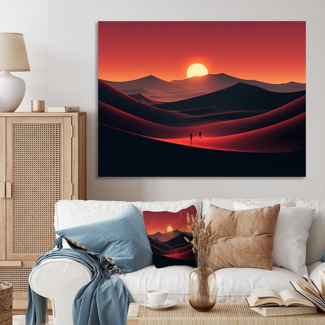 Designart "Sahara Sunset Stroll I" Landscapes Wall Art Global Orange