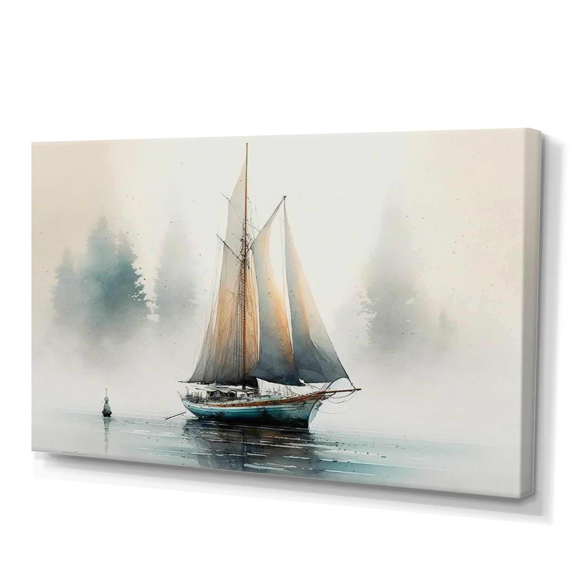 Designart Sailboat Anchored Canvas Wall Art