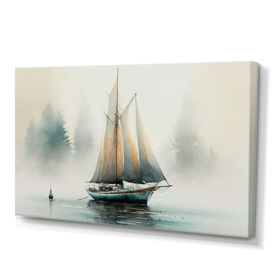 Designart Sailboat Anchored Canvas Wall Art
