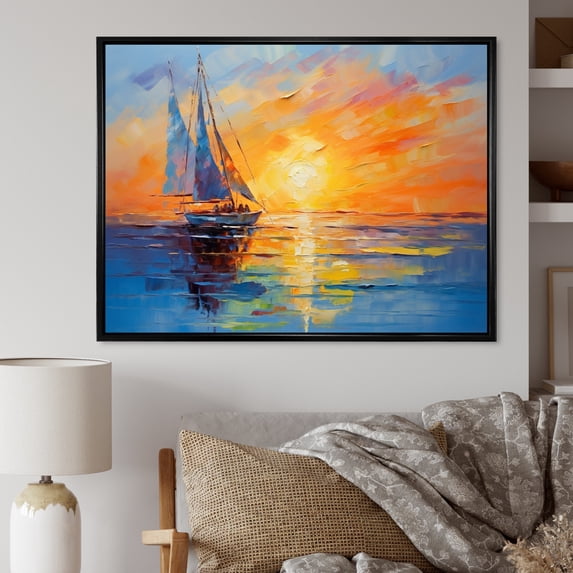 Designart "Sailboat Maritime Expressions" Sailing Boat Floater Framed Canvas Print