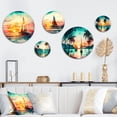 thumbnail image 1 of Designart "Sailboat On The Ocean Watercolor Sunset I" Coastal Boat Metal Wall Art Set of 5 Piece, 1 of 5
