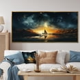 thumbnail image 1 of Designart "Sailboat Silhouette under Moonlit Sunset" Oversized Coastal Framed Wall Art - Coastal Yellow Coastal Minimalism Hallway Framed Wall Art Decor, 1 of 7