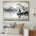 thumbnail image 1 of Designart "Sailboat Sumi Asian Painting IV" Asian Art Floater Framed Wall Decor, 1 of 7
