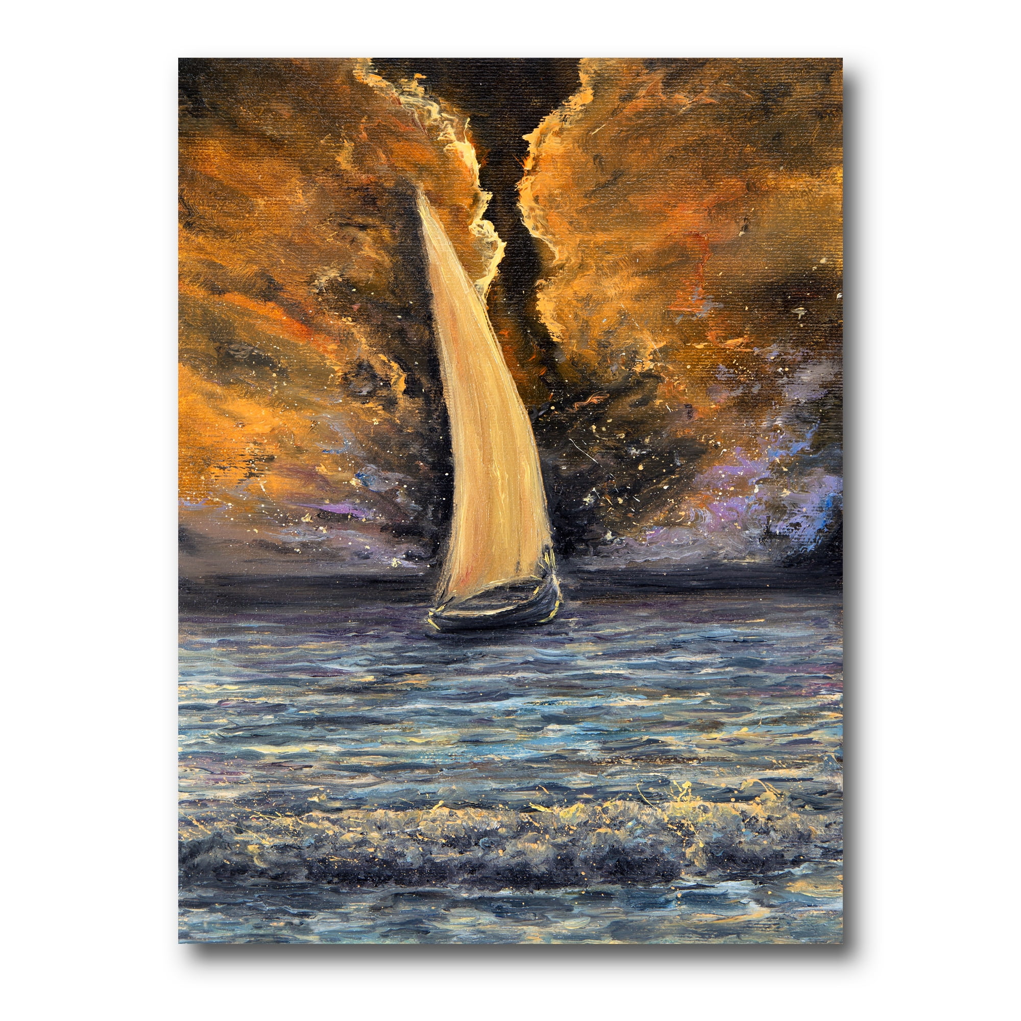 Designart ' Sailship On The Ocean At Morning ' Nautical & Coastal Canvas Wall Art Print