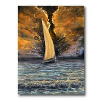 Designart ' Sailship On The Ocean At Morning ' Nautical & Coastal Canvas Wall Art Print