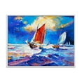 thumbnail image 1 of Designart 'Sailships On The Ocean Waves During Evening' Nautical & Coastal Framed Canvas Wall Art Print, 1 of 5