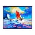 thumbnail image 1 of Designart 'Sailships On The Ocean Waves During Evening' Nautical & Coastal Framed Canvas Wall Art Print, 1 of 4
