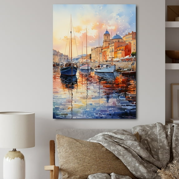 Designart "Saint Tropez Port" Cityscapes Canvas Print