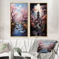 thumbnail image 1 of Designart "Sakura Dream Japon Art in Pink and Blue III" Japan Art Framed Wall Art Set Of 2 - Pink People Framed Canvas Set For Living Room Decor, 1 of 7