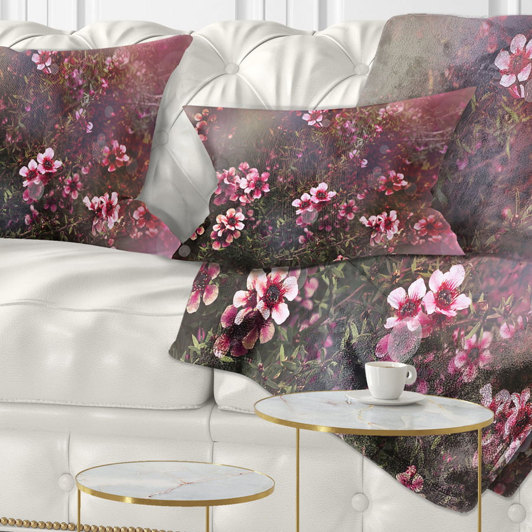 Designart Sakura Japanese Cherry - Photography Floral Throw Pillow - 12x20