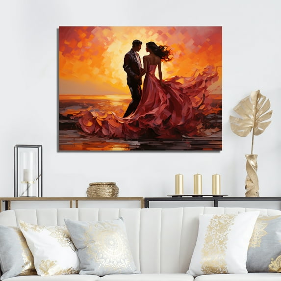 Designart "Salsa Dance Under The Sunset IV" Dance Canvas Wall Art