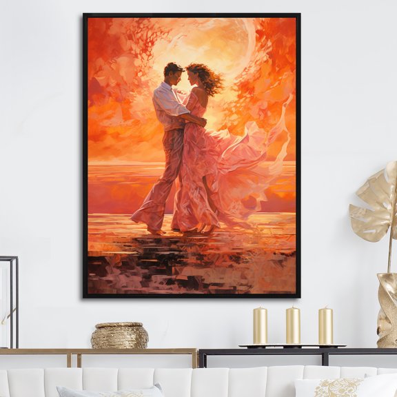 Designart "Salsa Dance Under The Sunset VII" Dance Floater Framed Canvas Art Print