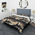 thumbnail image 1 of Designart "Samurai Silhouettes In Japanese Blue I" Japanese Bedding Covert Set - Oriental Bed Set With 2 Shams, 1 of 5