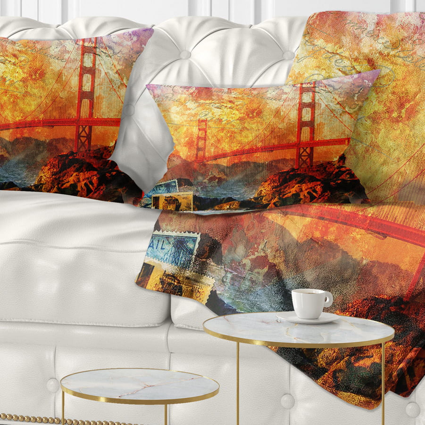 Designart San Francisco Bridge - Contemporary Throw Pillow - 12x20