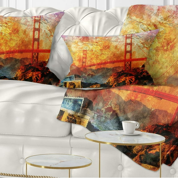 Designart San Francisco Bridge - Contemporary Throw Pillow - 12x20