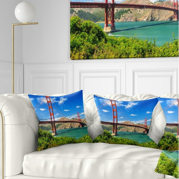 Designart San Francisco Golden Gate - Landscape Photography Throw Pillow - 18x18