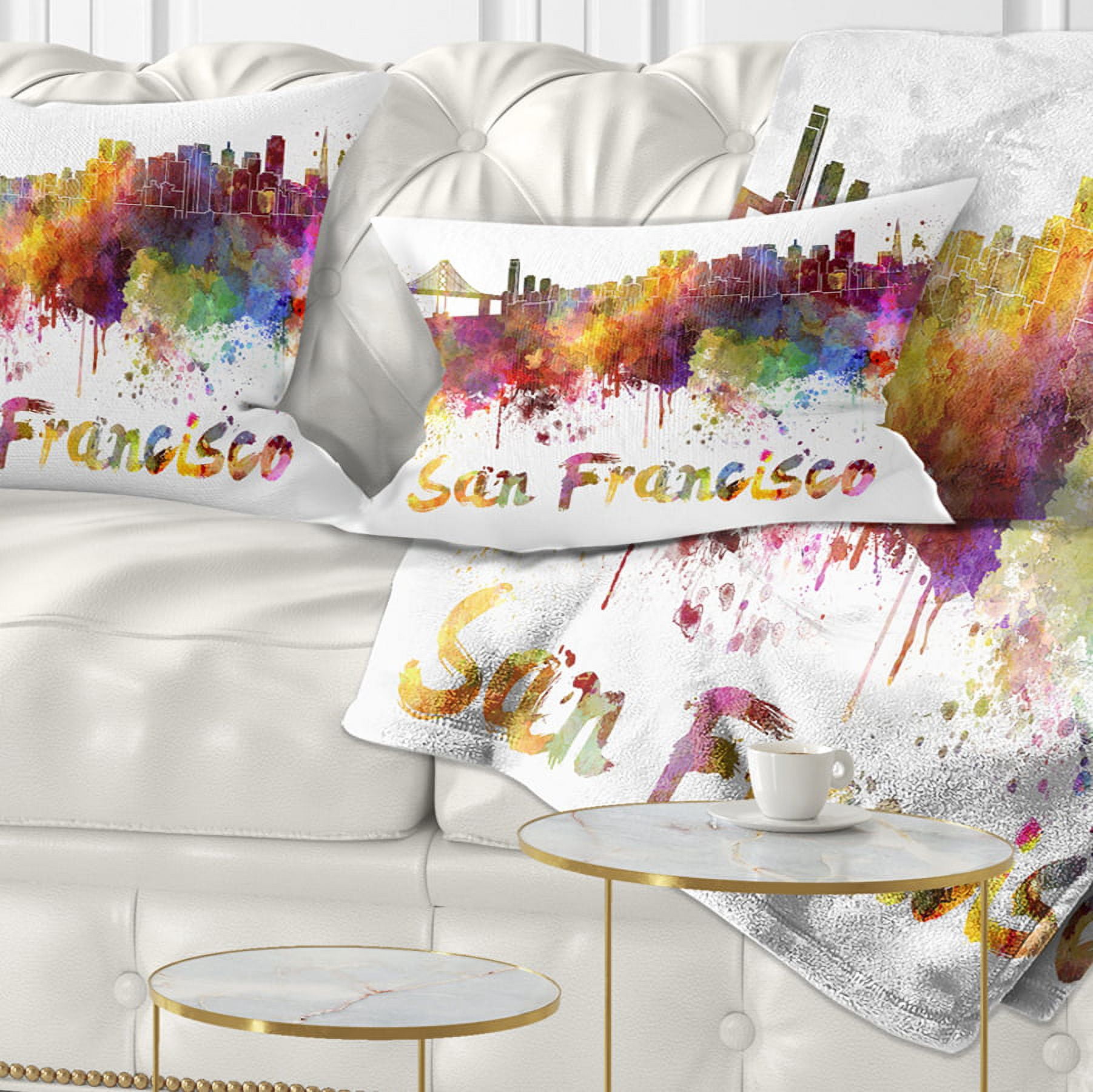 Designart San Francisco Skyline - Cityscape Throw Pillow - 12x20