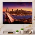 thumbnail image 1 of Designart "San Francisco Skyline and the Iconic Bay Bridge III" City Architecture Metal Wall Art, 1 of 5