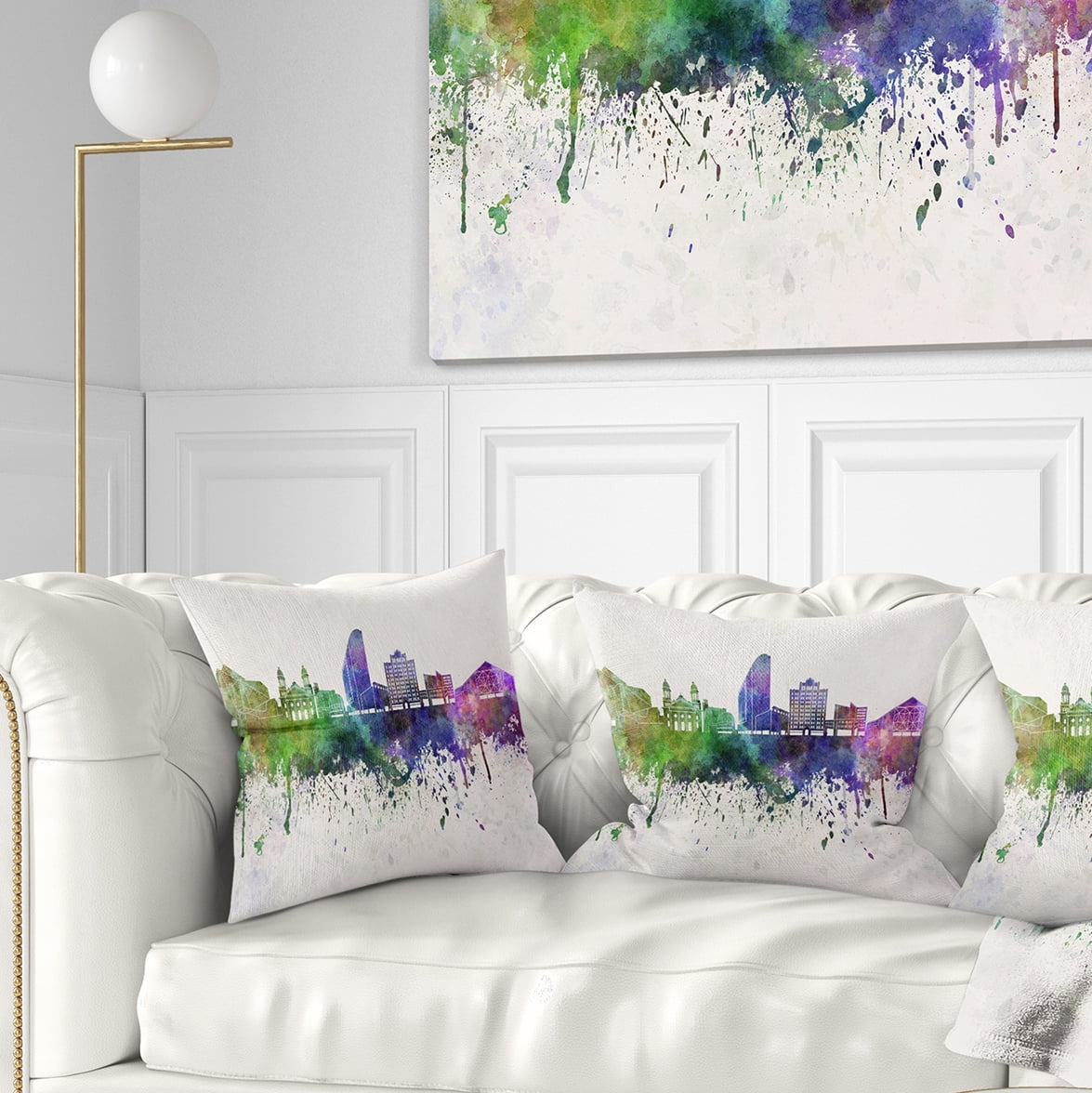 Designart San Jose Skyline - Cityscape Throw Pillow - 16x16