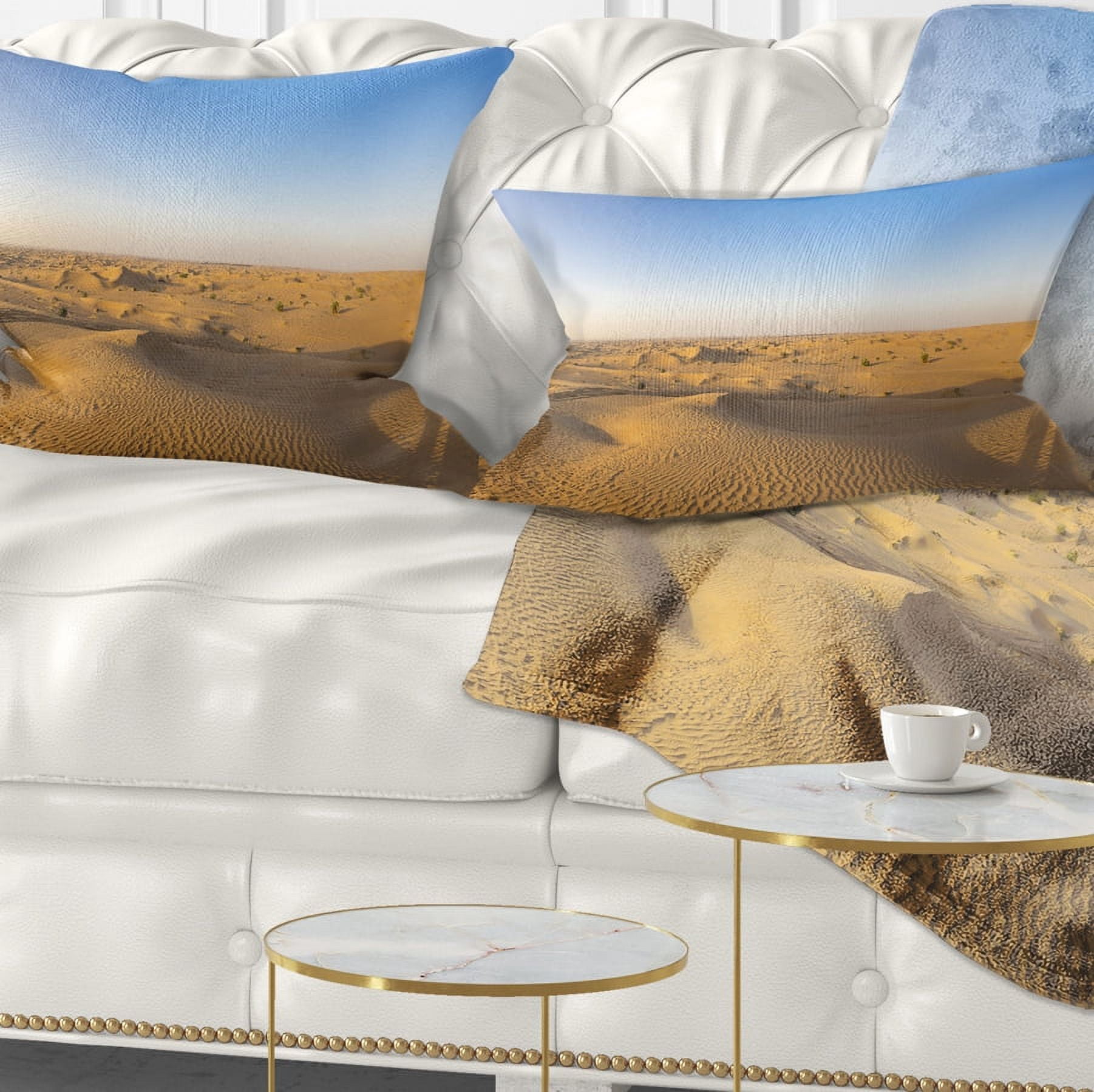 Designart Sand Dunes Desert in Dubai - Landscape Printed Throw Pillow - 12x20