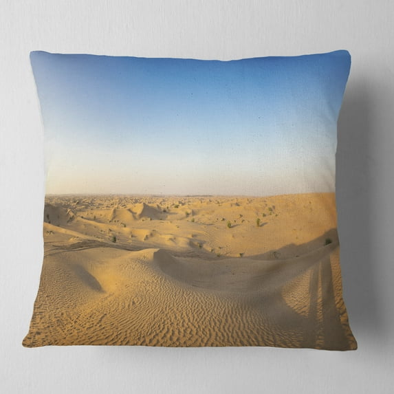 Designart Sand Dunes Desert in Dubai - Landscape Printed Throw Pillow - 16x16
