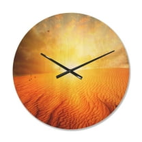 Designart 'Sand Landscape with Sunset' Modern Wood Wall Clock