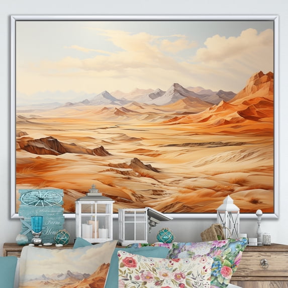 Designart "Sands Desert Egypt Ancient painting II" Egypt Floater Framed Wall Decor