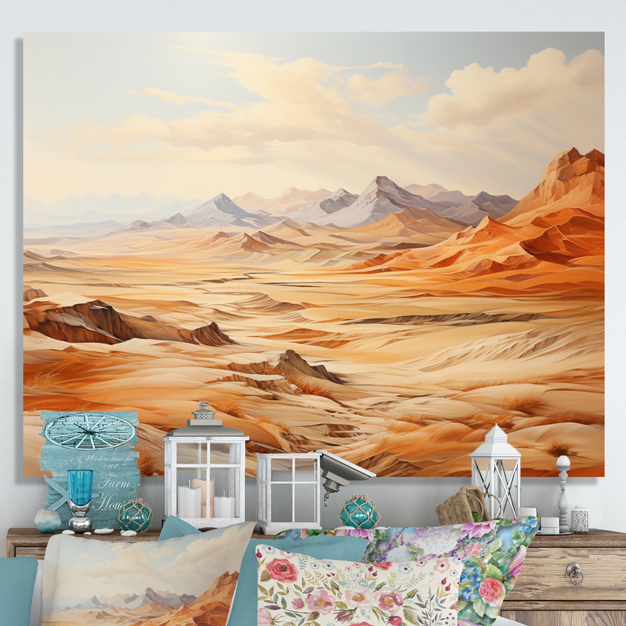 Beige and Brown Abstract Landscape Canvas Art, 32" x 24"