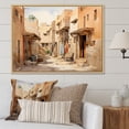 thumbnail image 1 of Designart "Sands of Egypt Urban Village Perspective III" Landscapes Framed Wall Art - Traditional Beige Egypt Hallway Framed Wall Art Decor, 1 of 6