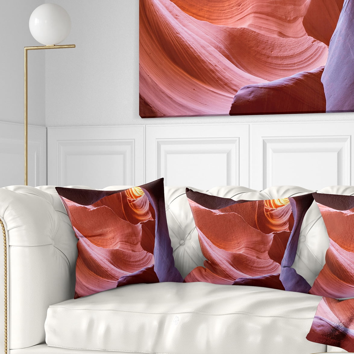 Designart Sandstone Waves in Canyon - Landscape Photography Throw Pillow - 18x18