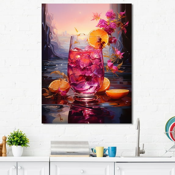 Designart "Sangria Under The Sunset I" Cocktails Wall Art Prints