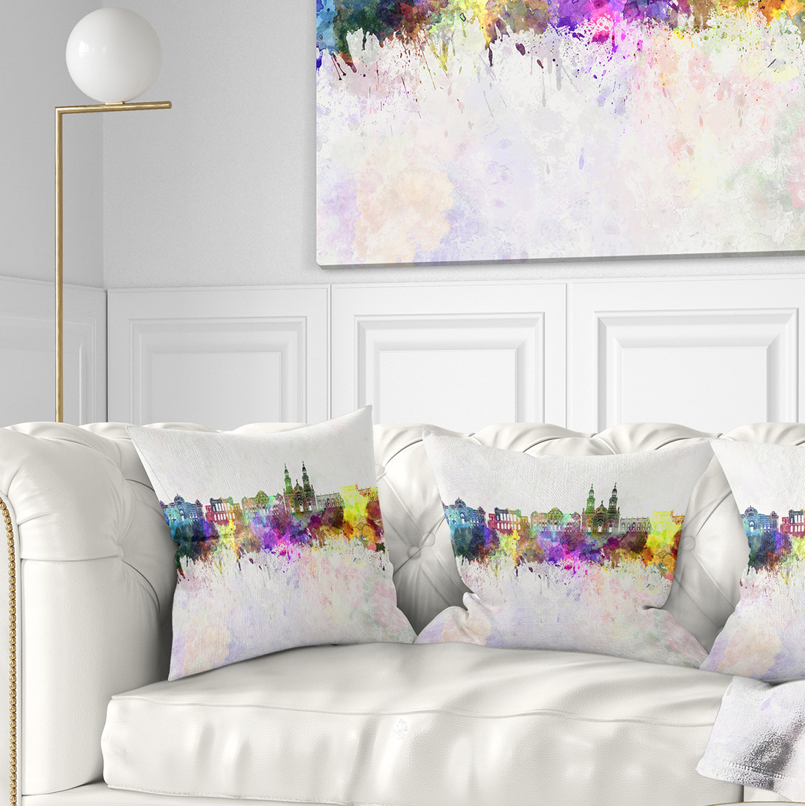 Designart Santiago de Chile Skyline - Cityscape Painting Throw Pillow - 18x18