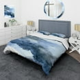 thumbnail image 1 of Designart "Sapphire Blue Celestial Scene VII" Abstract Liquid Ink Bedding Covert Set - Modern Blue Abstract Bed Set With 2 Shams, 1 of 6