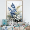 thumbnail image 1 of Designart "Sapphire Illuminated Ferns II" Floral & Botanical Floater Framed Canvas Print, 1 of 7