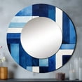 thumbnail image 1 of DESIGN ART Designart "Blue White Sapphire Symmetry" Abstract Shapes Wall Mounted Round Mirror - Blue Modern Large Mirror Wall Décor 36x36 - Disc of 36, 1 of 6