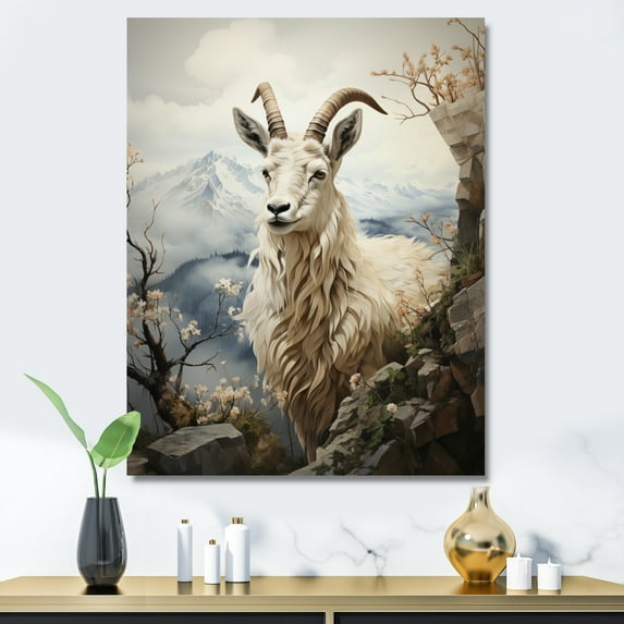 Designart "Satisfied Goat II" Animals Canvas Art Print