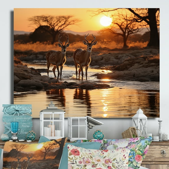 Designart "Savannah Majesty" Animals Metal Wall Art Prints