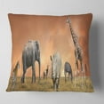 thumbnail image 1 of Designart Savannah Wildlife Panorama - African Throw Pillow - 18x18, 1 of 4