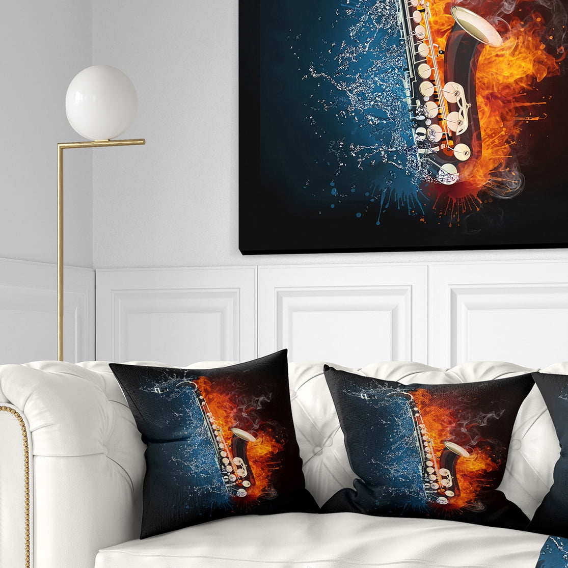 Designart Saxophone - Music Throw Pillow - 18x18