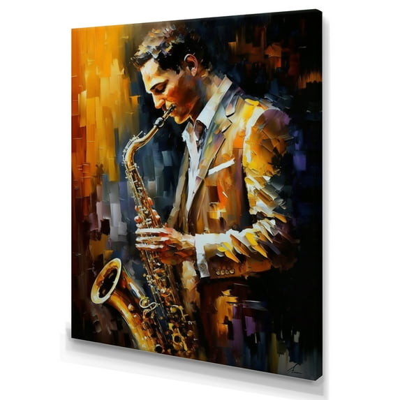 Designart Saxophone Player On Stage I Canvas Wall Art