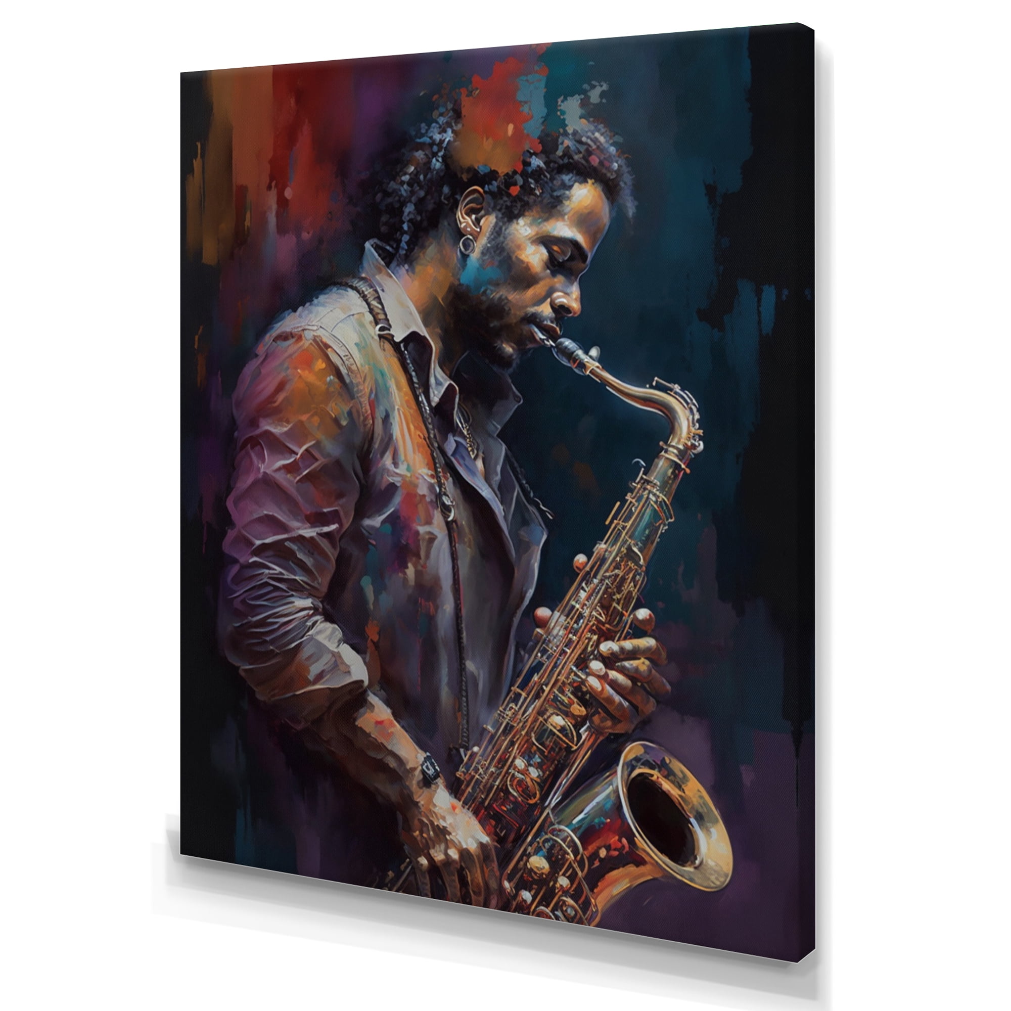 Designart Saxophone Player On Stage III Canvas Wall Art