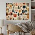 thumbnail image 1 of Designart "Scandinavian Floral Elegance in Blue and Coral II" Abstract Print on Natural Pine Wood, 1 of 5