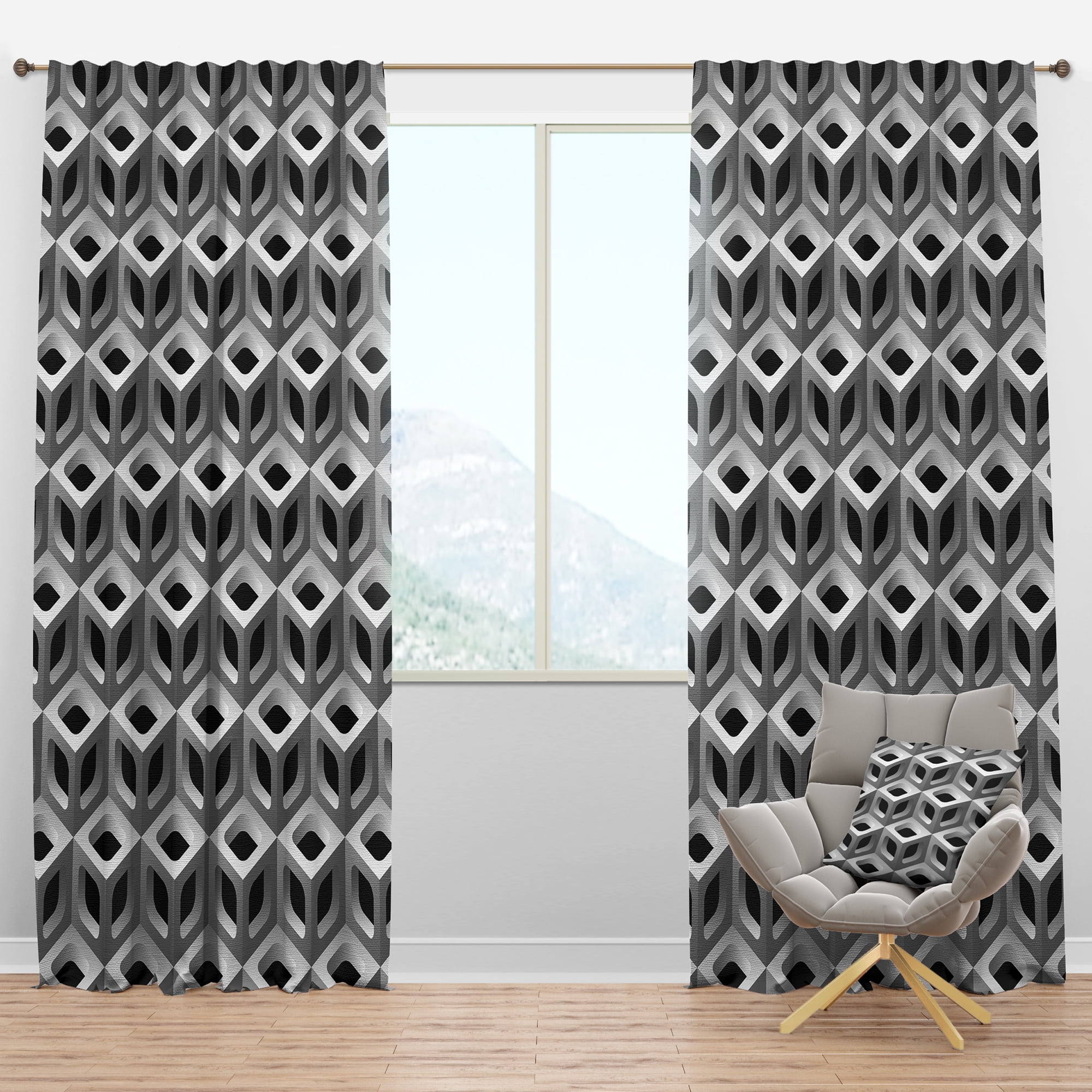 Designart 'Scandinavian Pattern VI' Scandinavian Blackout Curtain Panel