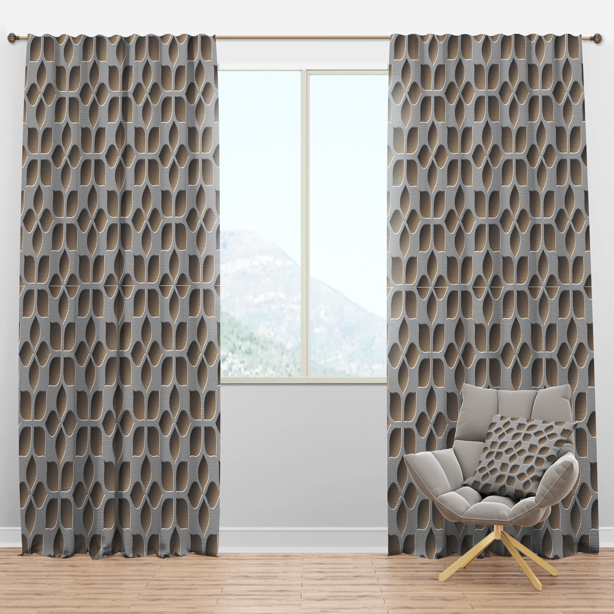Designart 'Scandinavian Pattern X' Scandinavian Blackout Curtain Panel
