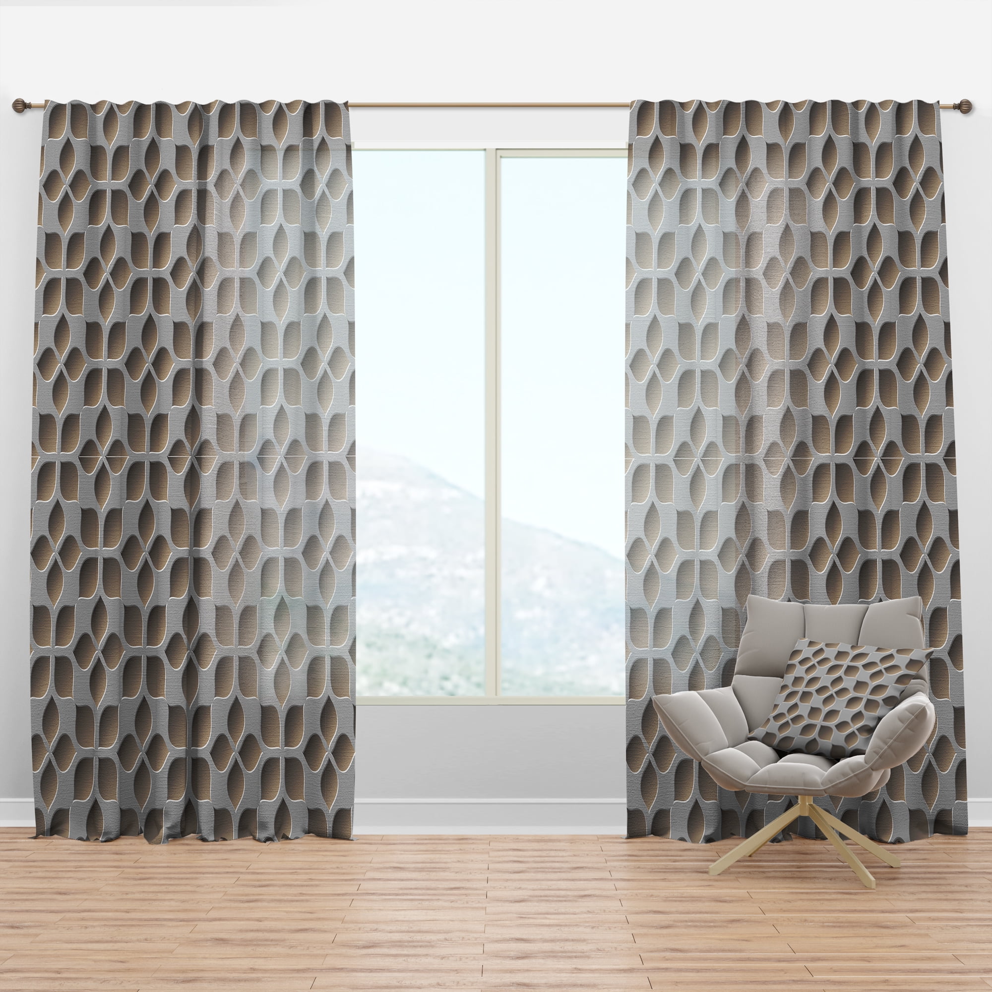 Designart 'Scandinavian Pattern X' Scandinavian Curtain Panel