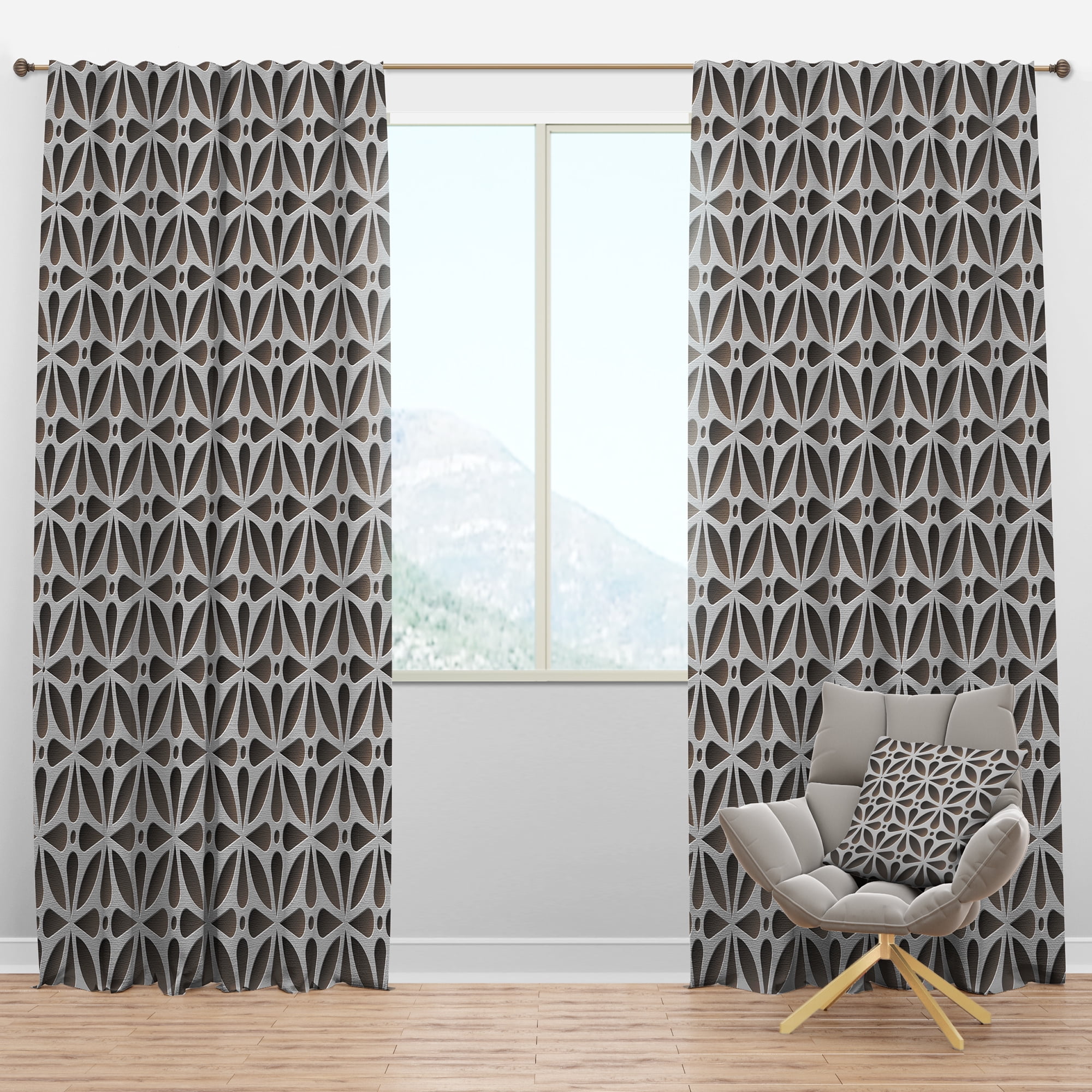 Designart 'Scandinavian Pattern XI' Scandinavian Blackout Curtain Panel
