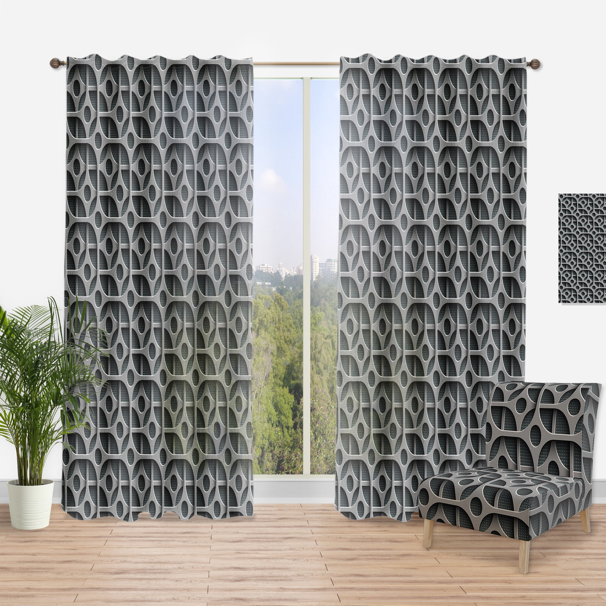Designart 'Scandinavian Pattern XIX' Scandinavian Curtain Panel